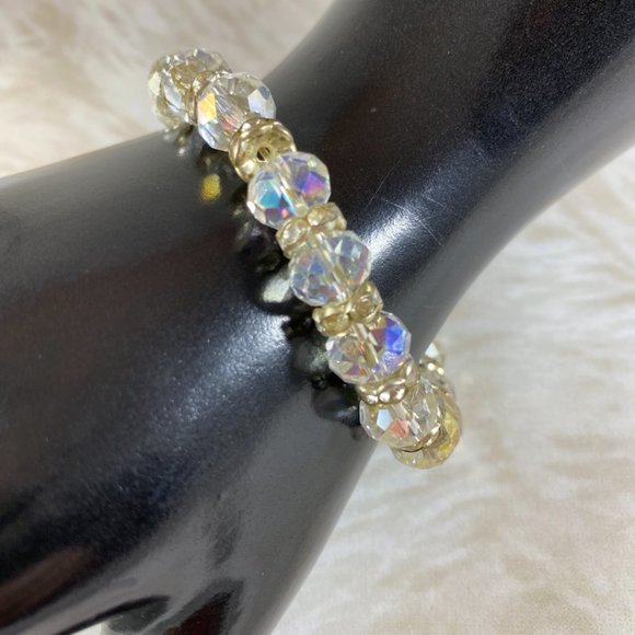 Vintage AB Austrian crystal stretch bracelet - Picture 2 of 4